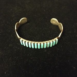 Turquoise and silver cuff